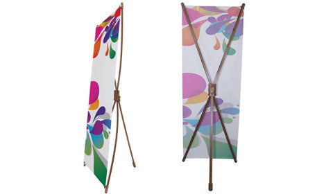 Bamboo X Stand Indoor Banner Display 24" Wide by 60" Tall Starting at $47
