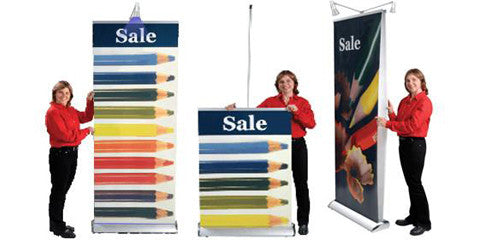 Single and Double Sided Deluxe Roll Ups 36" W to 48" W by 63" H to 86" H