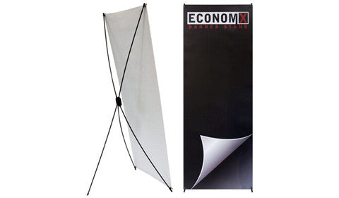 Economy X Banner Stand Displays 24" to 59" W up to 98.5" Tall from $17.77