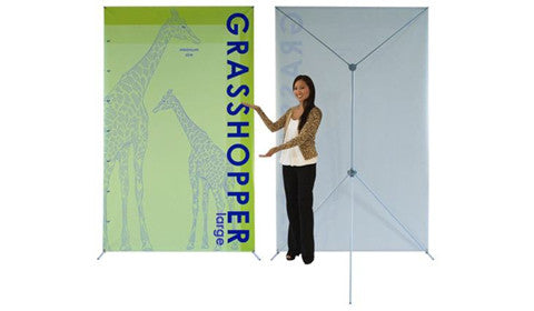 Grasshopper Adjustable Banner Stands 18" to 59" Wide by 63" to 98" Tall from $87