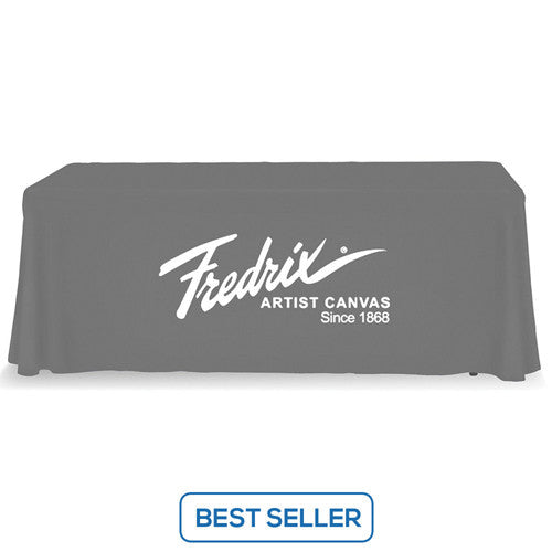 6 Foot 3-Sided Stock Color GRAY with 1 Color Logo Imprint Table Covers