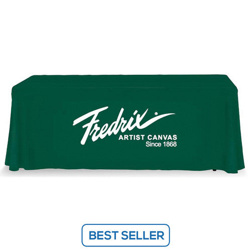 6 Foot 3-Sided  Stock Color GREEN with 1 Color Logo Imprint Table Covers
