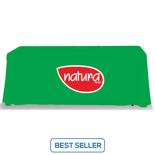 6 Foot 3-Sided  Stock Color LIME GREEN with 2 Color Logo Imprint Table Covers