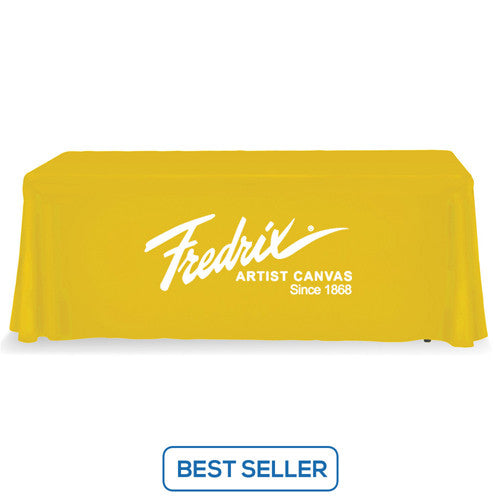 6 Foot 3-Sided Stock Color YELLOW with 1 Color Logo Imprint Table Covers