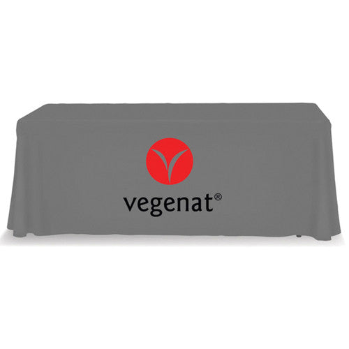 6 Foot 4-Sided Stock Color GRAY with 2 Color Logo Imprint Table Covers