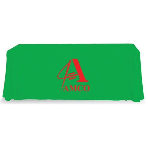 6 Foot 4-Sided Stock Color LIME GREEN with 1 Color Logo Imprint Table Covers