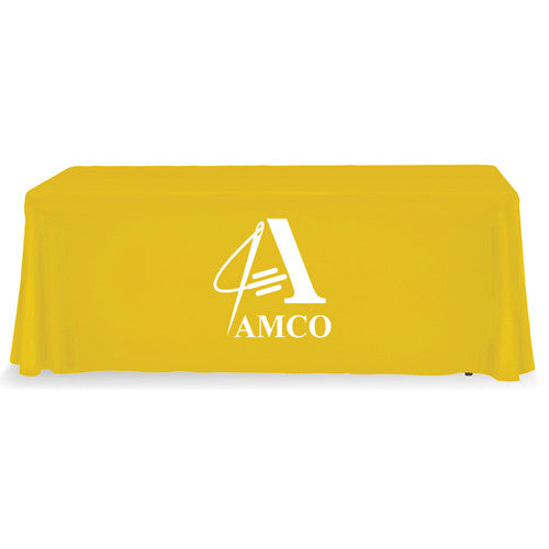 6 Foot 4-Sided Stock Color YELLOW with 1 Color Logo Imprint Table Covers