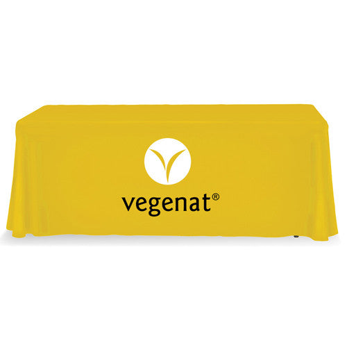 6 Foot 4-Sided Stock Color YELLOW with 2 Color Logo Imprint Table Covers