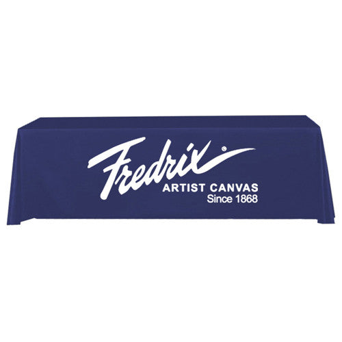 8 Foot 3-Sided Stock Color BLUE with 1 Color Logo Imprint Table Covers