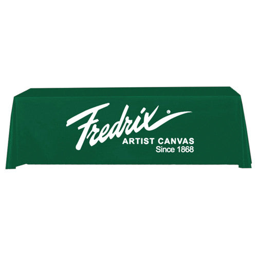8 Foot 3-Sided Stock Color GREEN with 1 Color Logo Imprint Table Covers