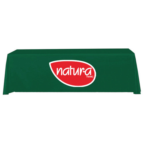 8 Foot 3-Sided Stock Color GREEN with 2 Color Logo Imprint Table Covers