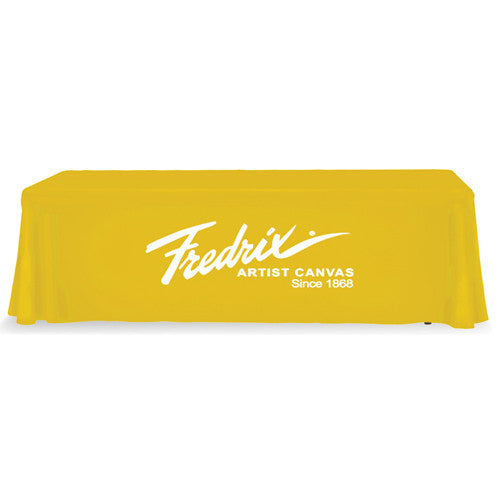 8 Foot 3-Sided Stock Color YELLOW with 1 Color Logo Imprint Table Covers