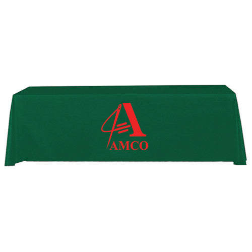 8 Foot 4-Sided Stock Color GREEN with 1 Color Logo Imprint Table Covers