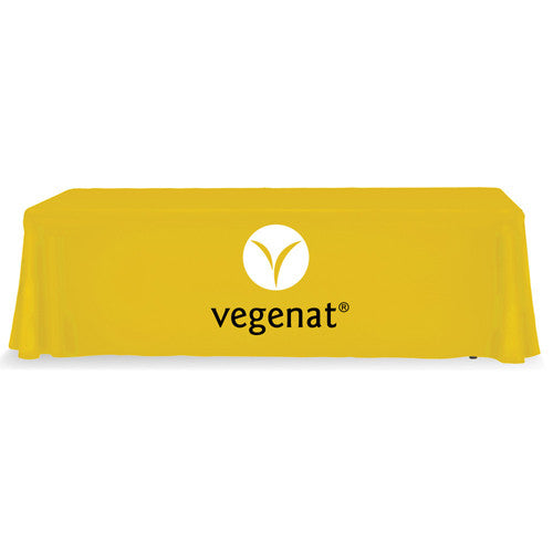 8 Foot 4-Sided Stock Color YELLOW with 2 Color Logo Imprint Table Covers