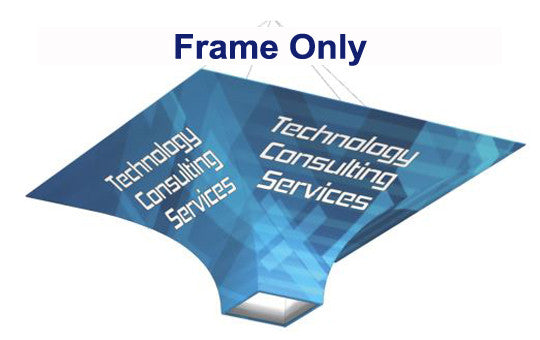 Square funnel shaped hanging banner display frame only