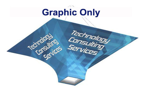 Square funnel shaped hanging banner display graphic only