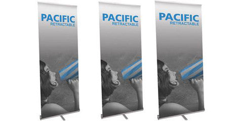 Pacific Retractable Banner Stands 31.5" W to 39.25" W by 83.75" H 