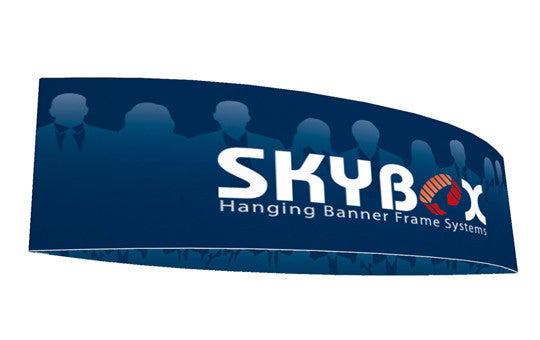 Football shaped hanging banner display inside and outside graphic package 10 foot by 42 inch