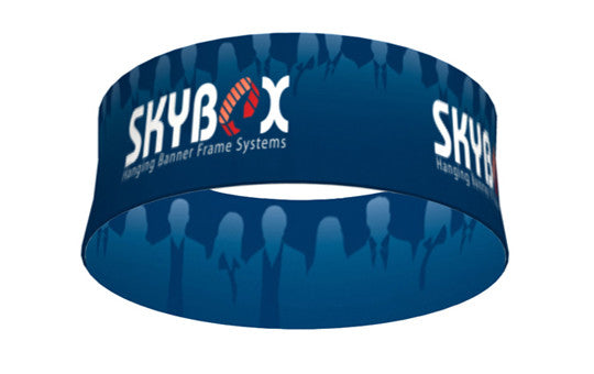 5 foot wide by 42 inch tall round circle hanging banner display inside and outside graphic package