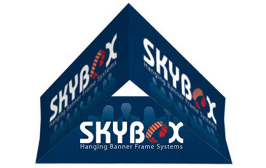 Skybox Hanging Display Banner Triangle Shaped 5 foot by 42 inch Inside And Outside Graphic Package