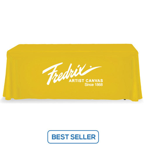 6 Foot 3-Sided Stock Color YELLOW with 1 Color Logo Imprint Table Covers