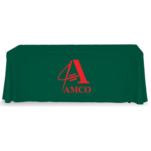 6 Foot 4-Sided Stock Color GREEN with 1 Color Logo Imprint Table Covers