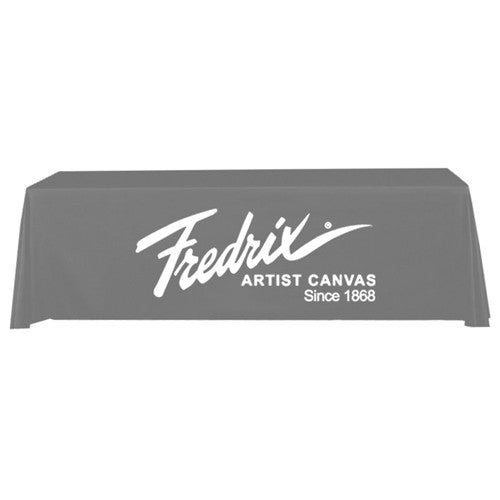 8 Foot 3-Sided Stock Color GRAY with 1 Color Logo Imprint Table Covers
