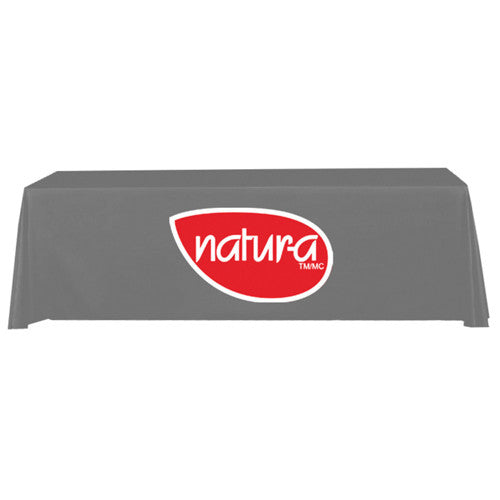 8 Foot 3-Sided Stock Color GRAY with 2 Color Logo Imprint Table Covers