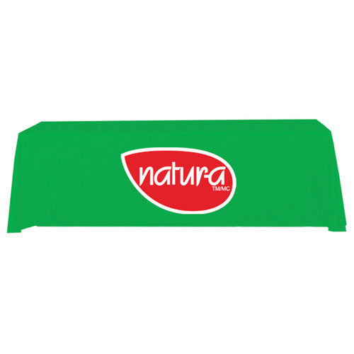 8 Foot 3-Sided Stock Color LIME GREEN with 2 Color Logo Imprint Table Covers