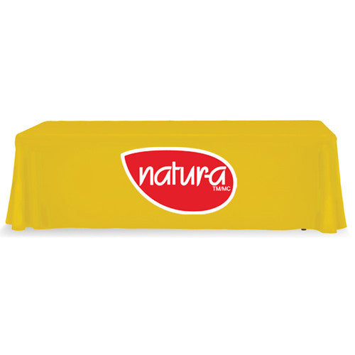 8 Foot 3-Sided Stock Color YELLOW with 2 Color Logo Imprint Table Covers