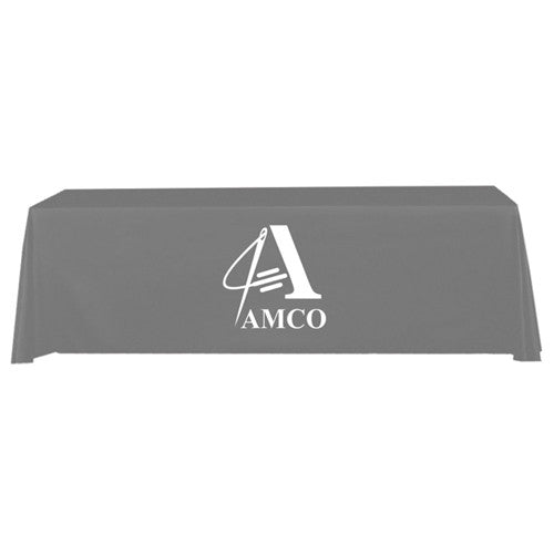8 Foot 4-Sided Stock Color GRAY with 1 Color Logo Imprint Table Covers