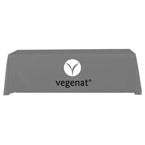 8 Foot 4-Sided Stock Color GRAY with 2 Color Logo Imprint Table Covers