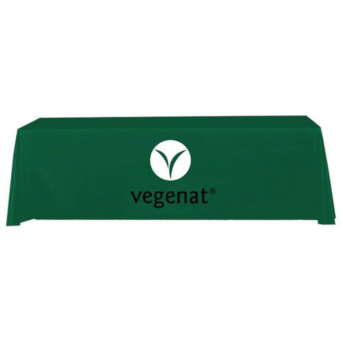 8 Foot 4-Sided Stock Color GREEN with 2 Color Logo Imprint Table Covers