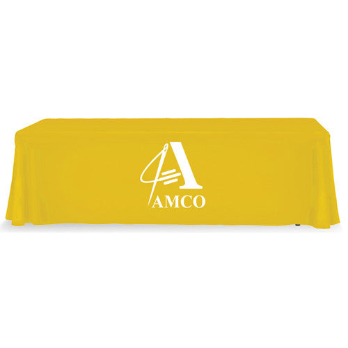 8 Foot 4-Sided Stock Color YELLOW with 1 Color Logo Imprint Table Covers