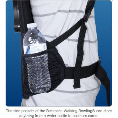 Backpack offers side pouches for holding water or business cards