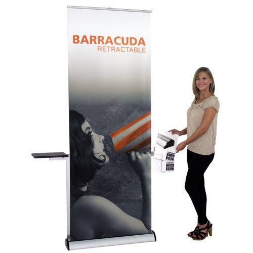 Barracuda 31.5” W by 83.35” H Tension Control Retractable Stand with optional Side Stand and Brochure Holder