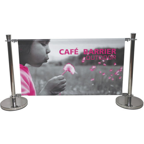 Cafe and Business Barrier Banner Pole Stand Display 53.25” wide by 30.5” tall