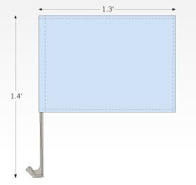 Medium Custom Car Flag – Double Sided 15.7” W by 11” Tall Design Layout