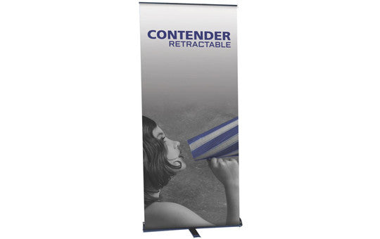 Contender 29.5" W by 77.5” H Single Sided Retractable Banner Stand