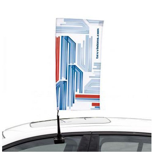 Rectangle Shape Custom Car Flag – Single Sided 11.5” W by 23.5” Tall Graphic and Pole/Hardware