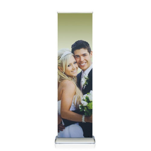 Double Step Double-Sided Retractable Banner Stand 24" W x 74" Tall