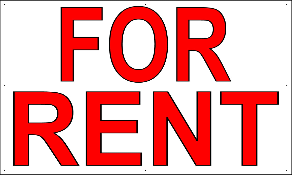 For Rent 3' Tall by 5' Wide Vinyl Banner