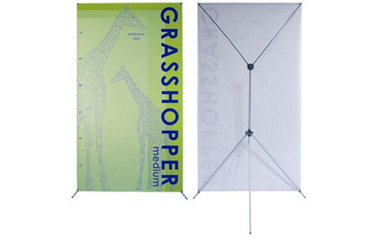 Grasshopper adjustable banner stand 32 to 48" by 79 to 86"