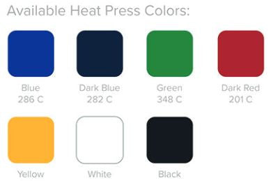 Heat Press Stock Colors for custom print square umbrellas