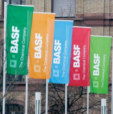 "Portrait Layout" Custom Pole Flags Displayed