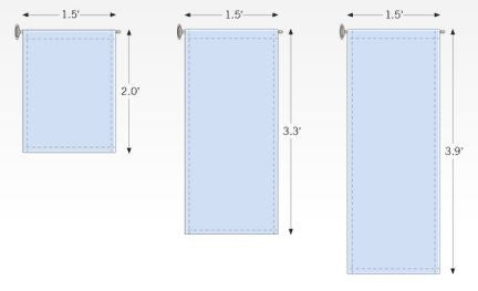 Layout template for window hanging kit with suction cup and banner arm