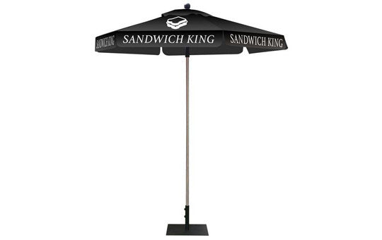 Hexagon Shaped Umbrella 1 Color Print Black Top Canopy and Frame Combo