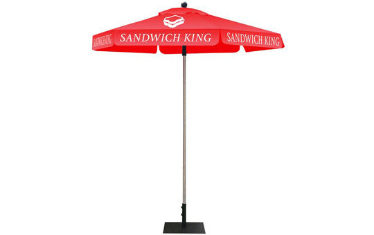 Hexagon Shaped Umbrella 1 Color Imprint Red Top and Frame Combo