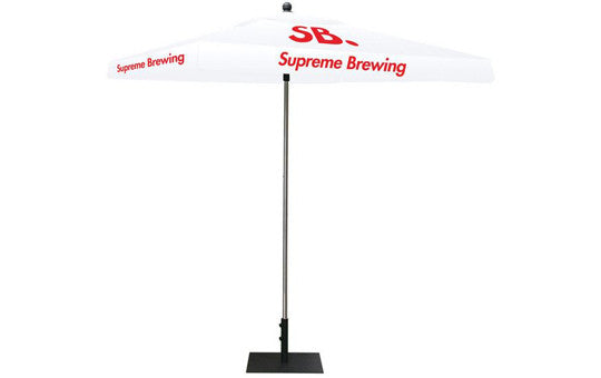 Square Shaped Indoor Outdoor Umbrella Display 1 Imprint White Top Frame and Hardware Combo