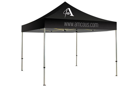 1 Color Imprint Black Top - 10 Foot Custom Canopy Tent Aluminum Frame and Graphic Combo
